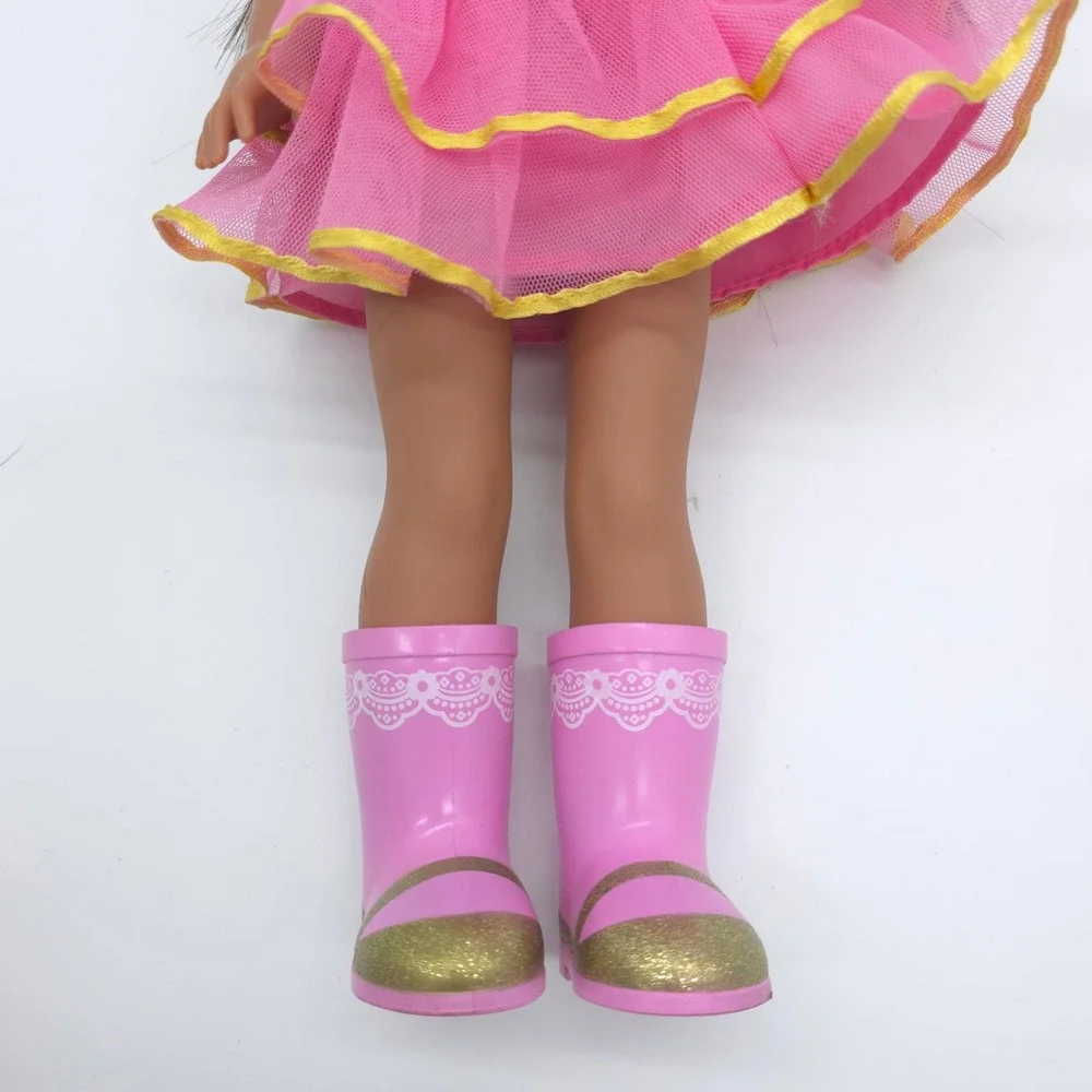 American Girl WellieWishers Doll Kids Ashlyn Brown Pink Very Good 14.5 Inch
